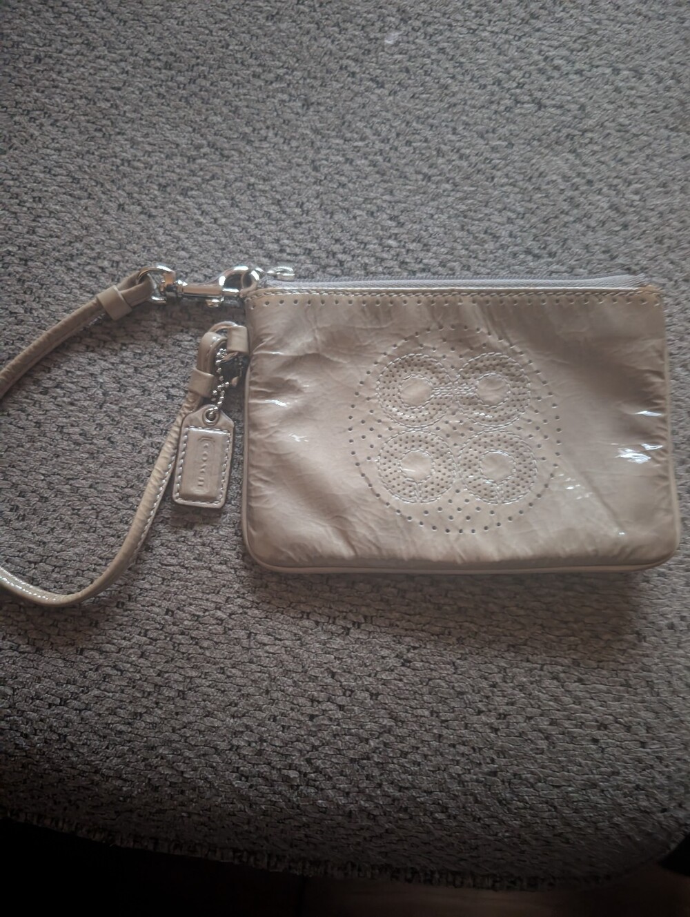 Coach Beige Patent Leather Wristlet